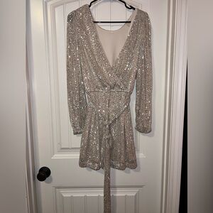 Trixxi Beaded Cream Dress